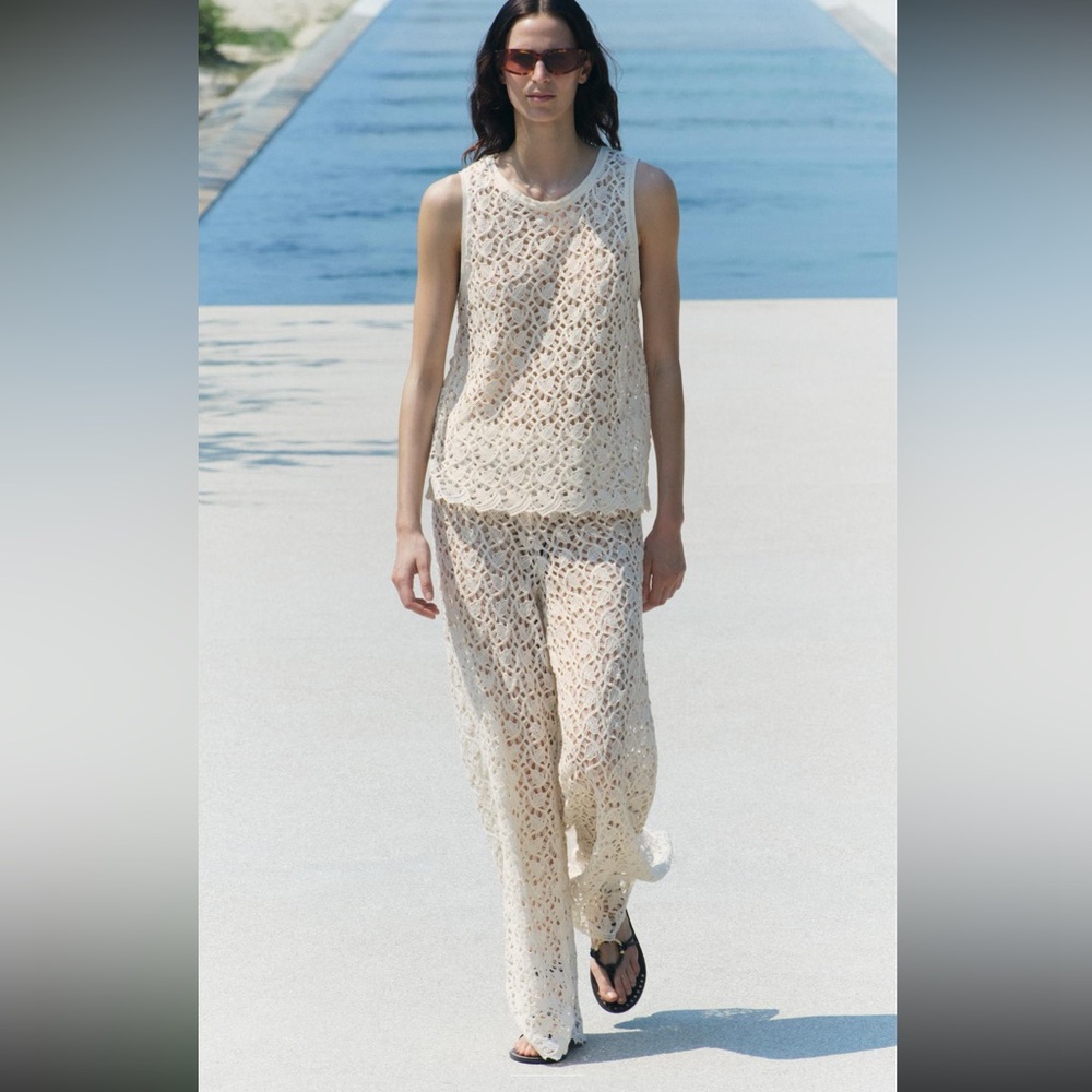 Zara wide leg crochet pants